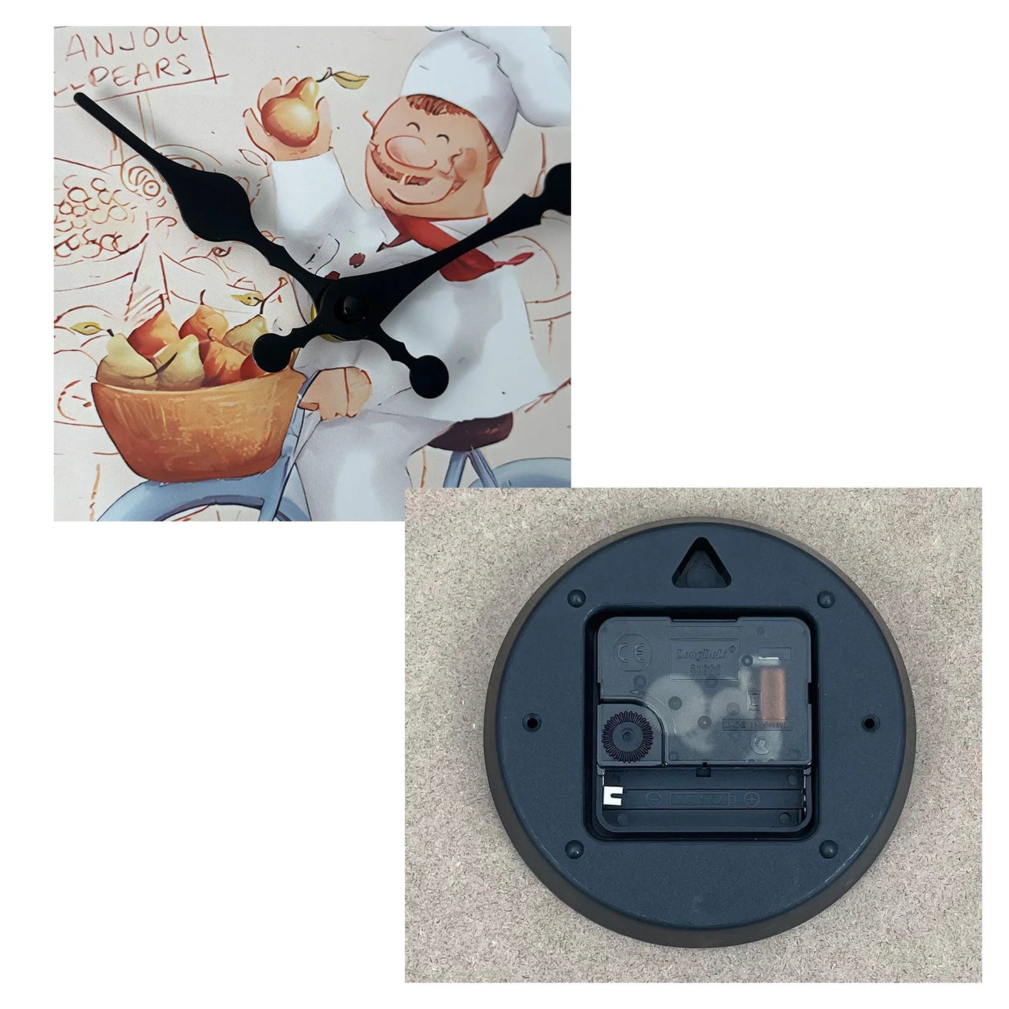 Horloge Murale Rétro Chef Italien à Vélo