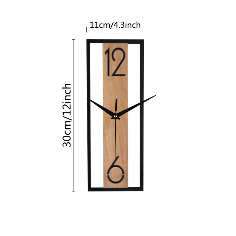 Horloge Murale Rectangulaire - Design bois et métal