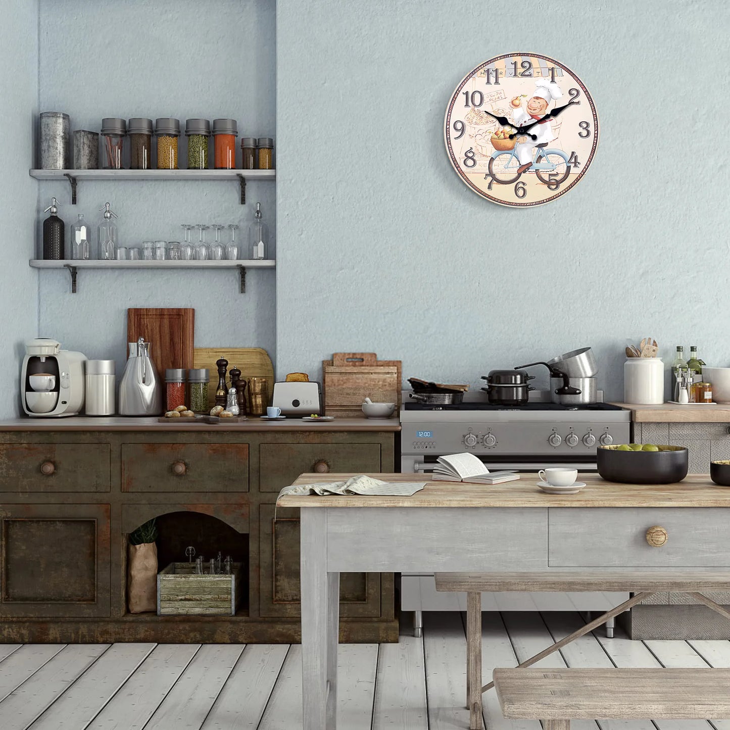 Horloge Murale Rétro Chef Italien à Vélo