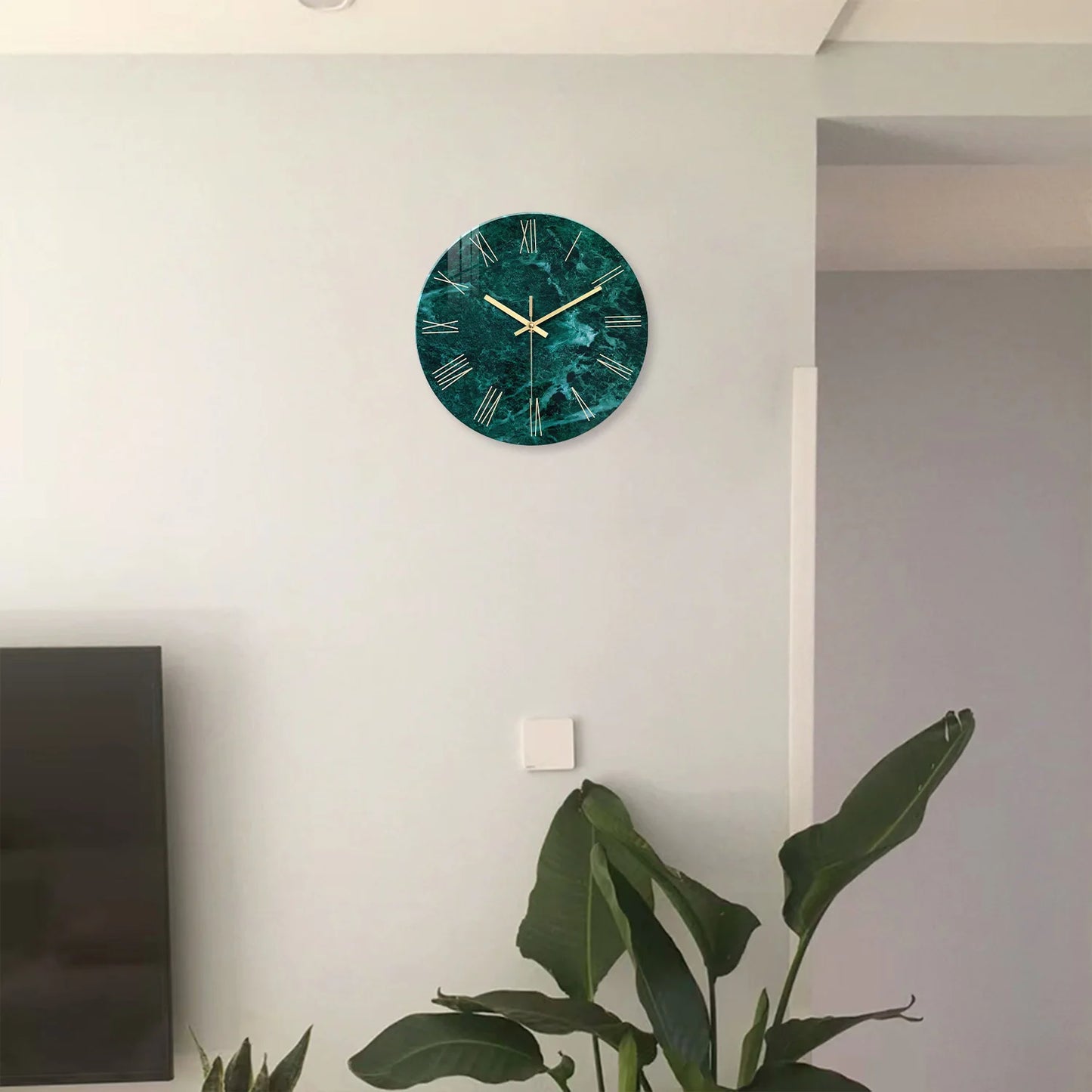 Horloge Murale Moderne - Design Marbre Vert
