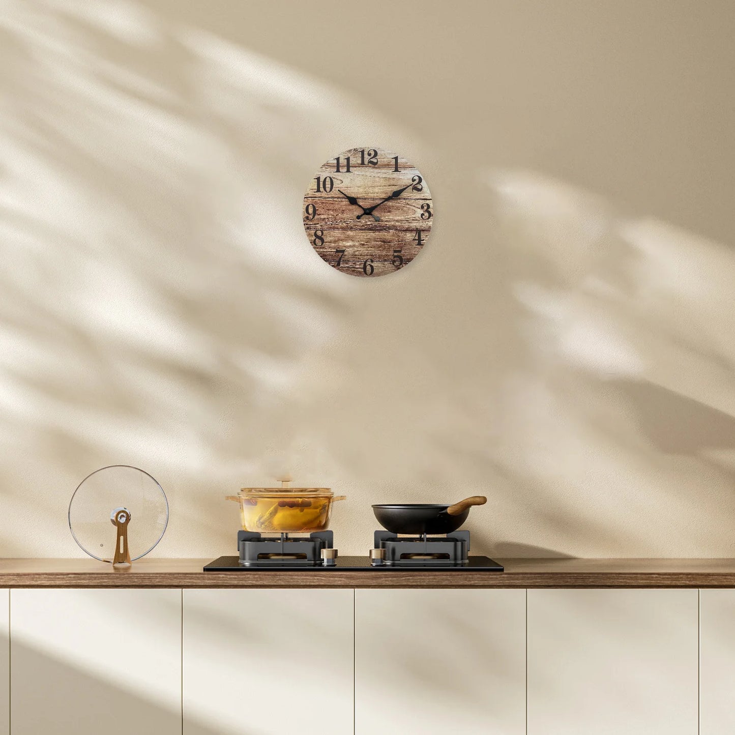 Horloge Murale Rétro - Design Ancien Motif Bois