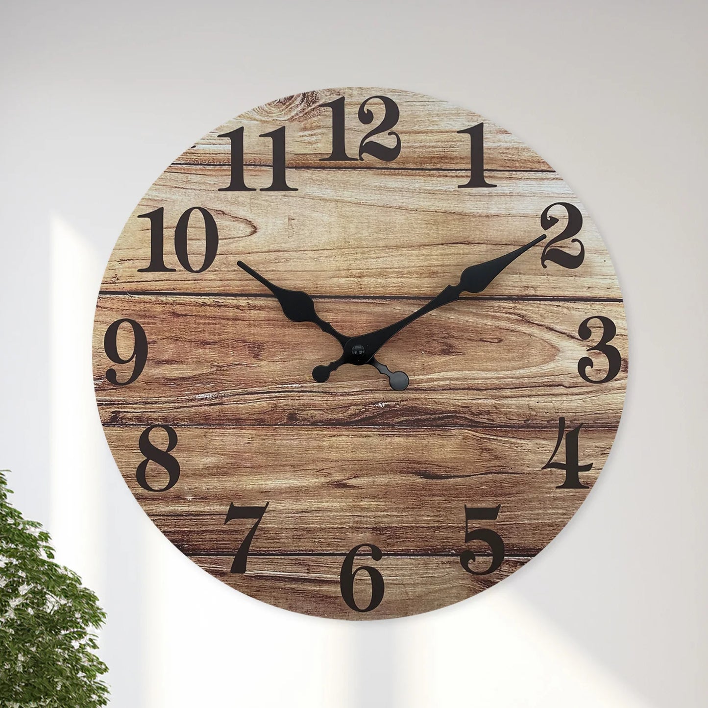 Horloge Murale Rétro - Design Ancien Motif Bois