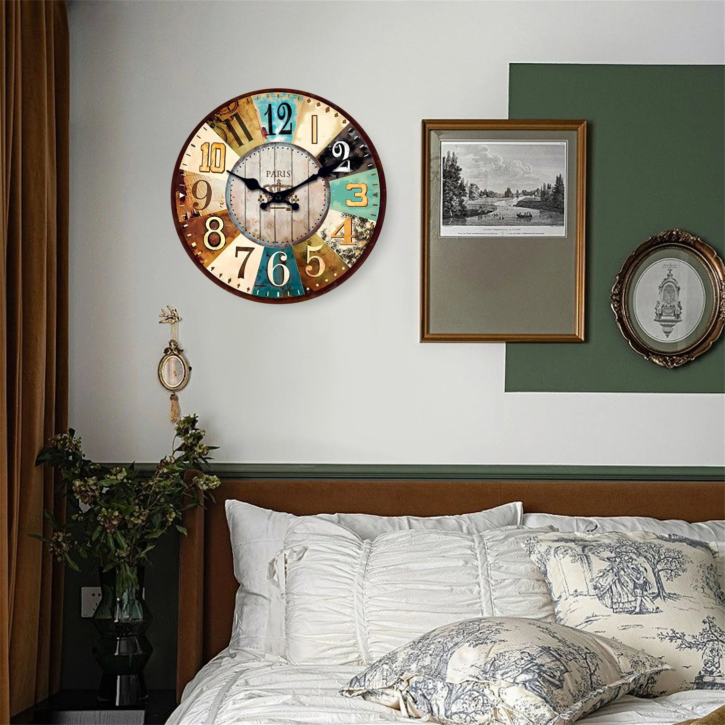 Horloge Murale Rétro Méditerranéenne en Bois