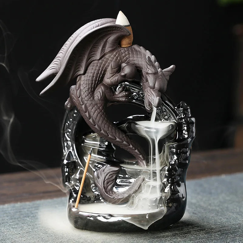 Porte Encens Céramique Vintage Dragon | Brûleur d'Encens