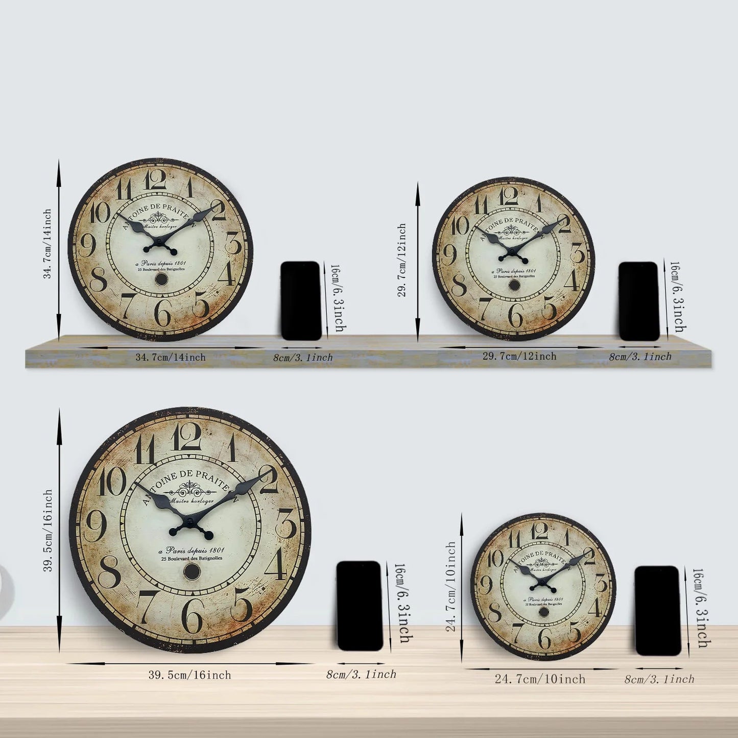 Horloge Murale Rétro - Paris 1801