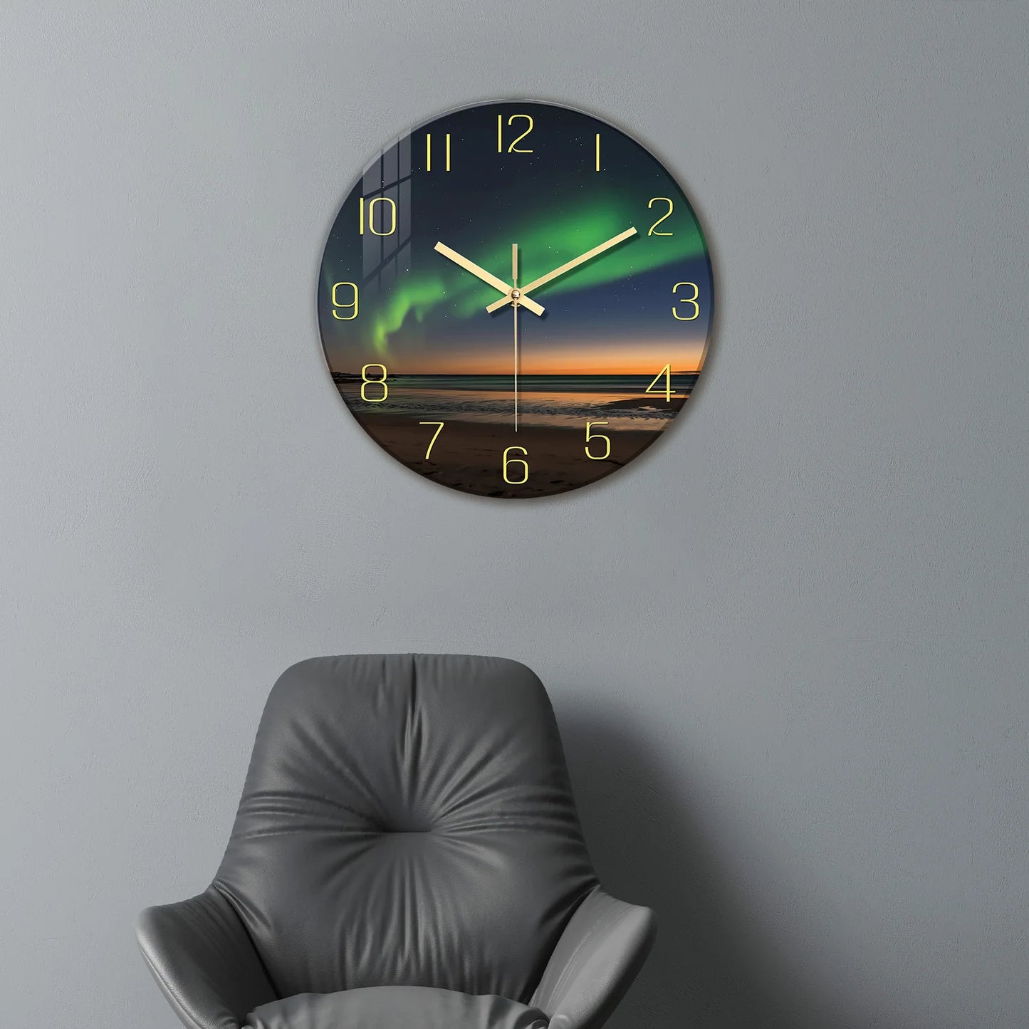 Horloge Murale - Plage Aurores Boréales
