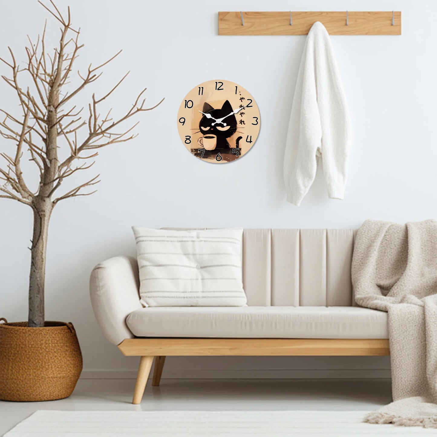 Horloge Murale Rétro - Design Chat Noir