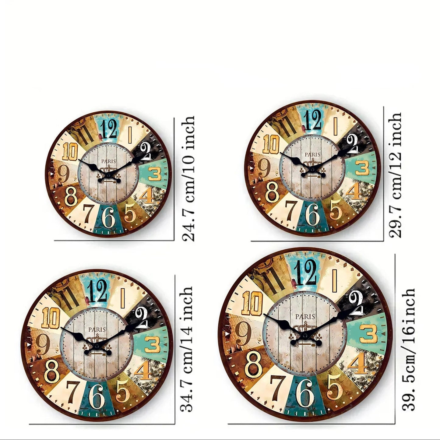 Horloge Murale Rétro Méditerranéenne en Bois