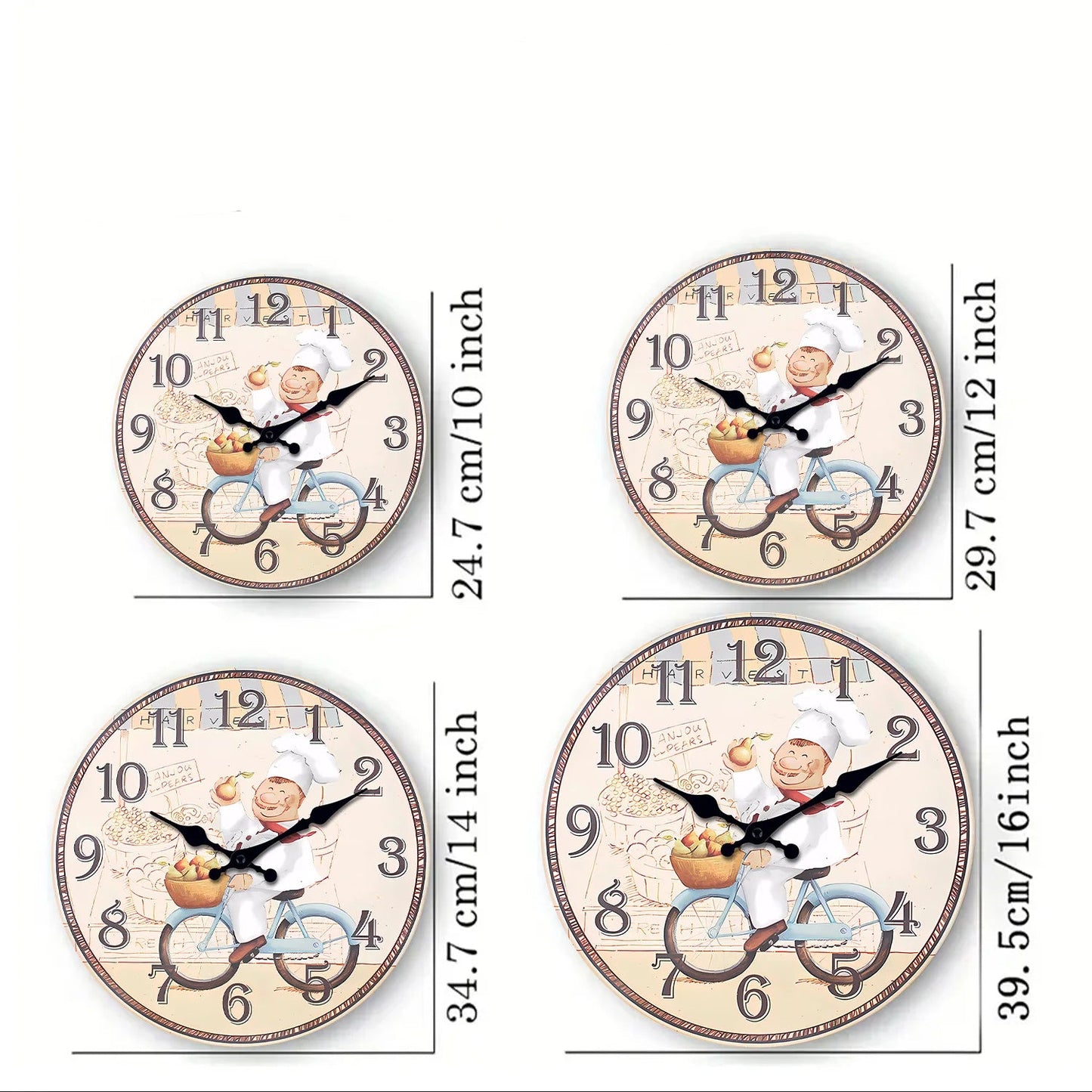 Horloge Murale Rétro Chef Italien à Vélo