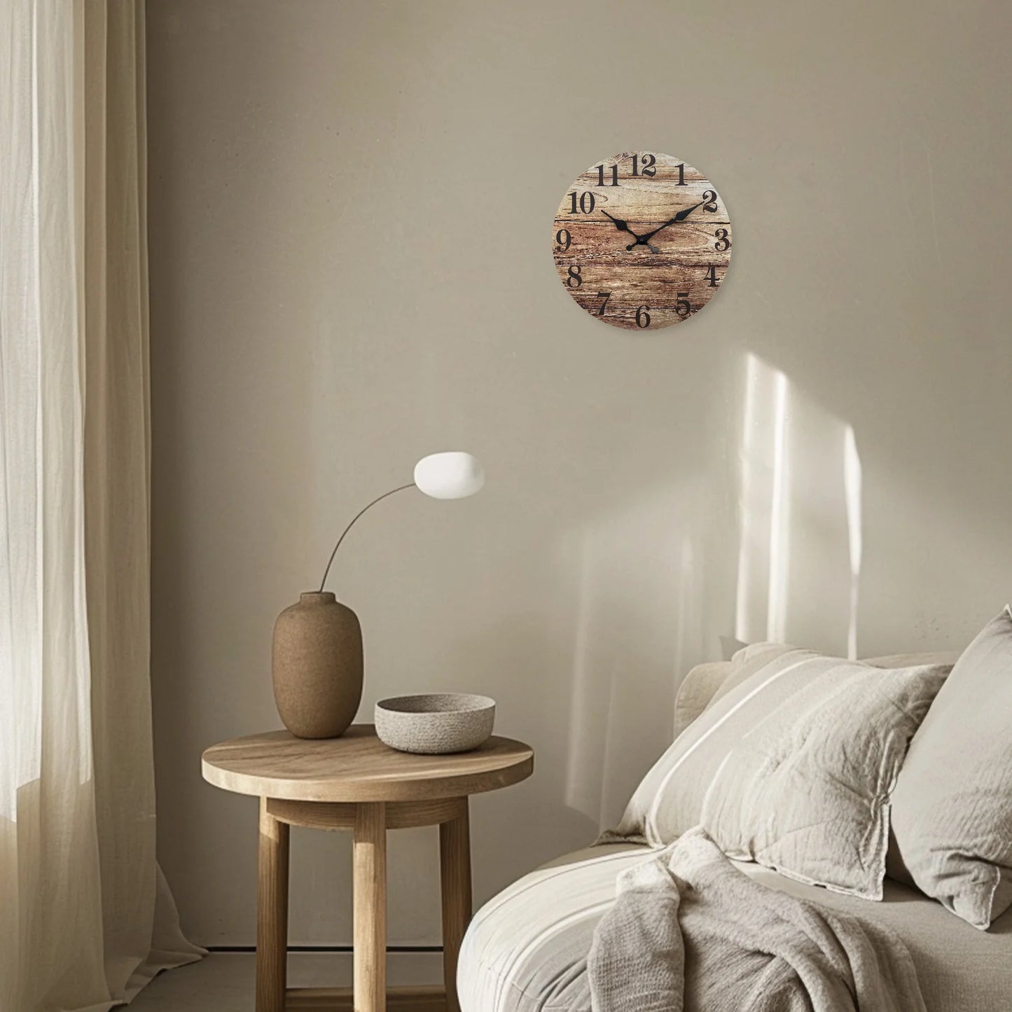 Horloge Murale Rétro - Design Ancien Motif Bois