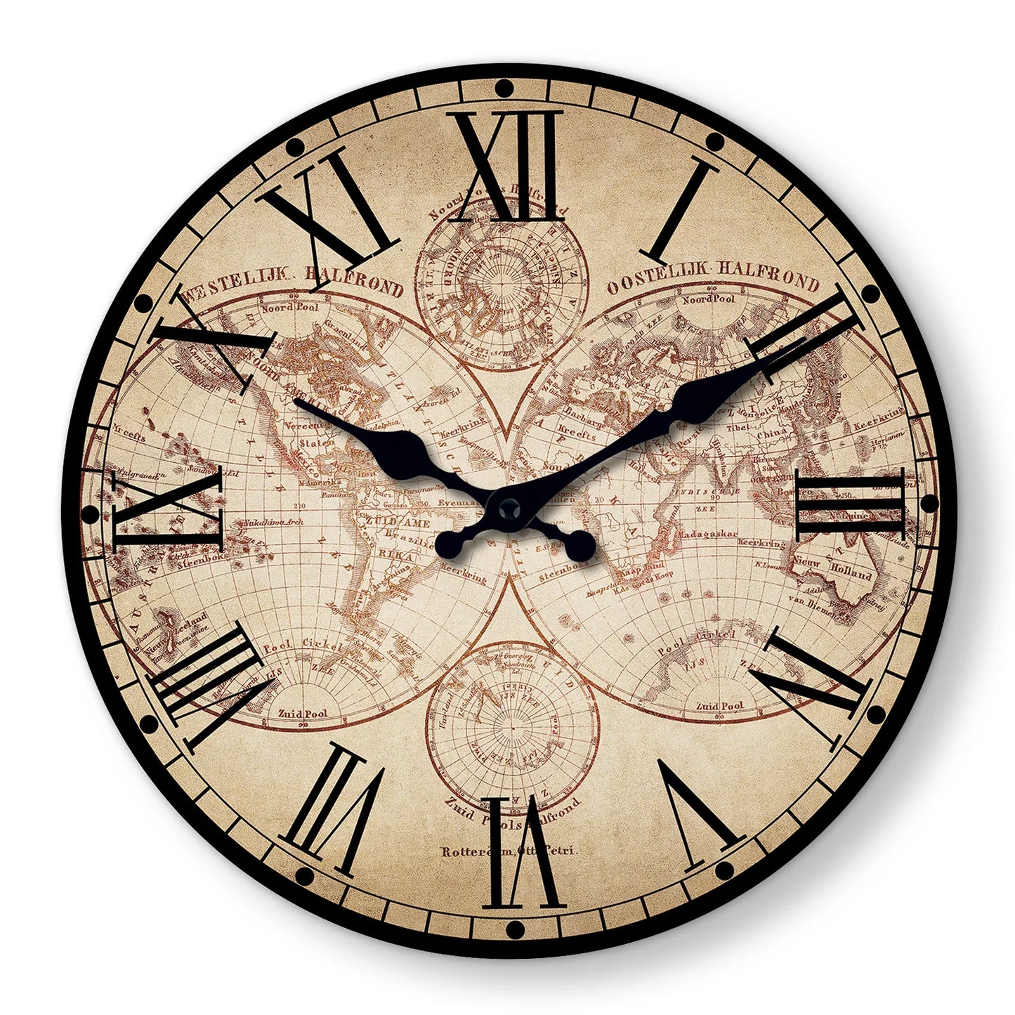 Horloge Murale Rétro - Carte du monde Vintage