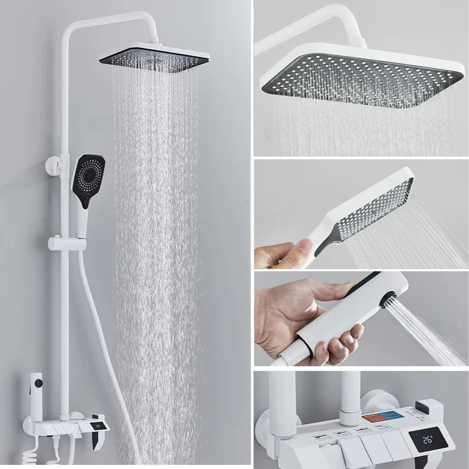 Douche thermostatique - Ensemble Douche Piano  – 4 Fonctions, Température Réglable
