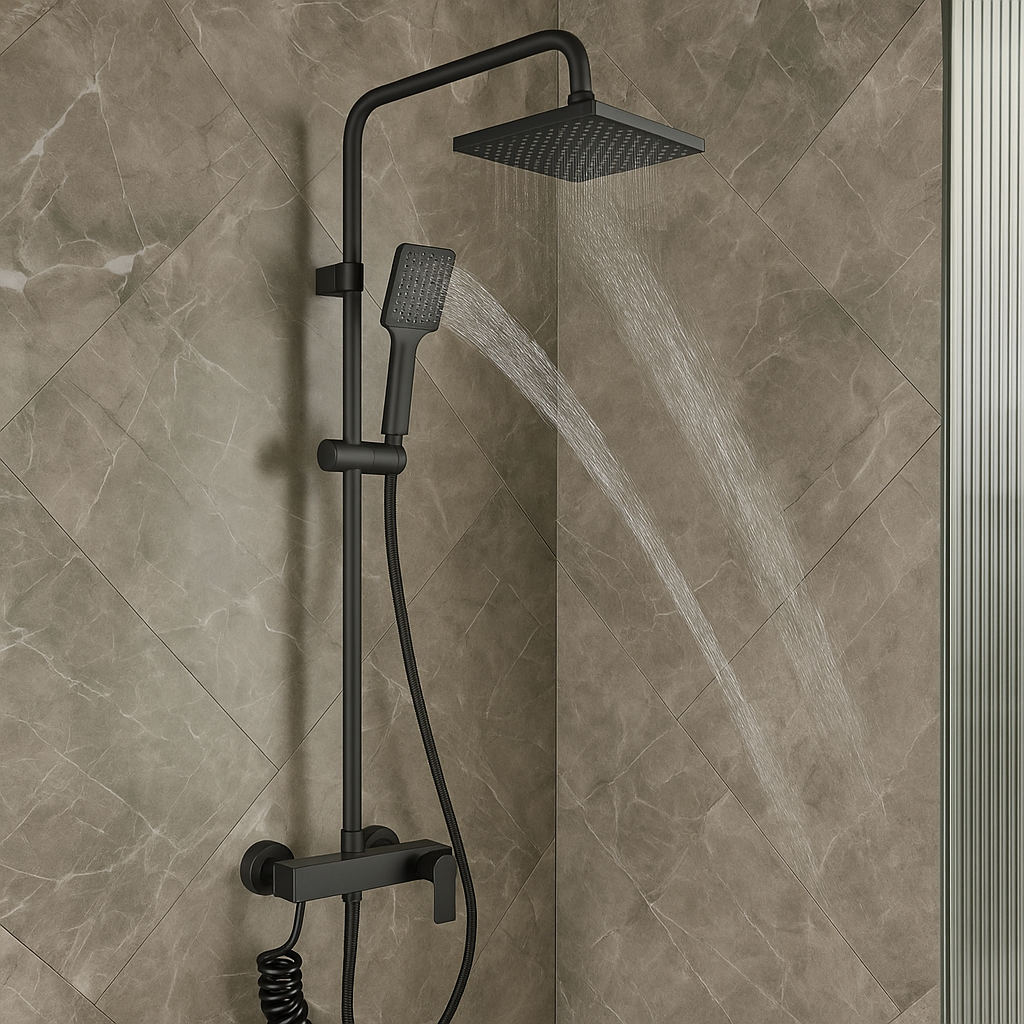 Douche thermostatique - Ensemble Douche Piano  – 4 Fonctions, Température Réglable