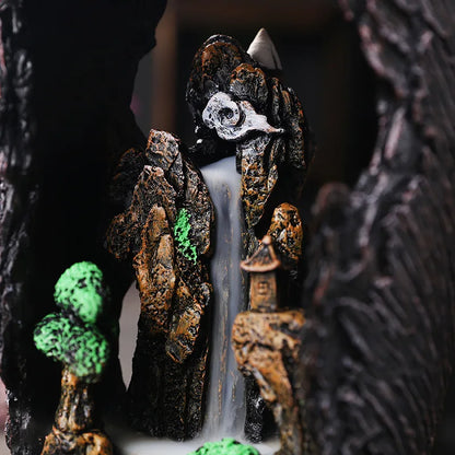 Porte Encens Vase Décoratif Feng Shui | Brûleur d'Encens avec Cascade en Résine