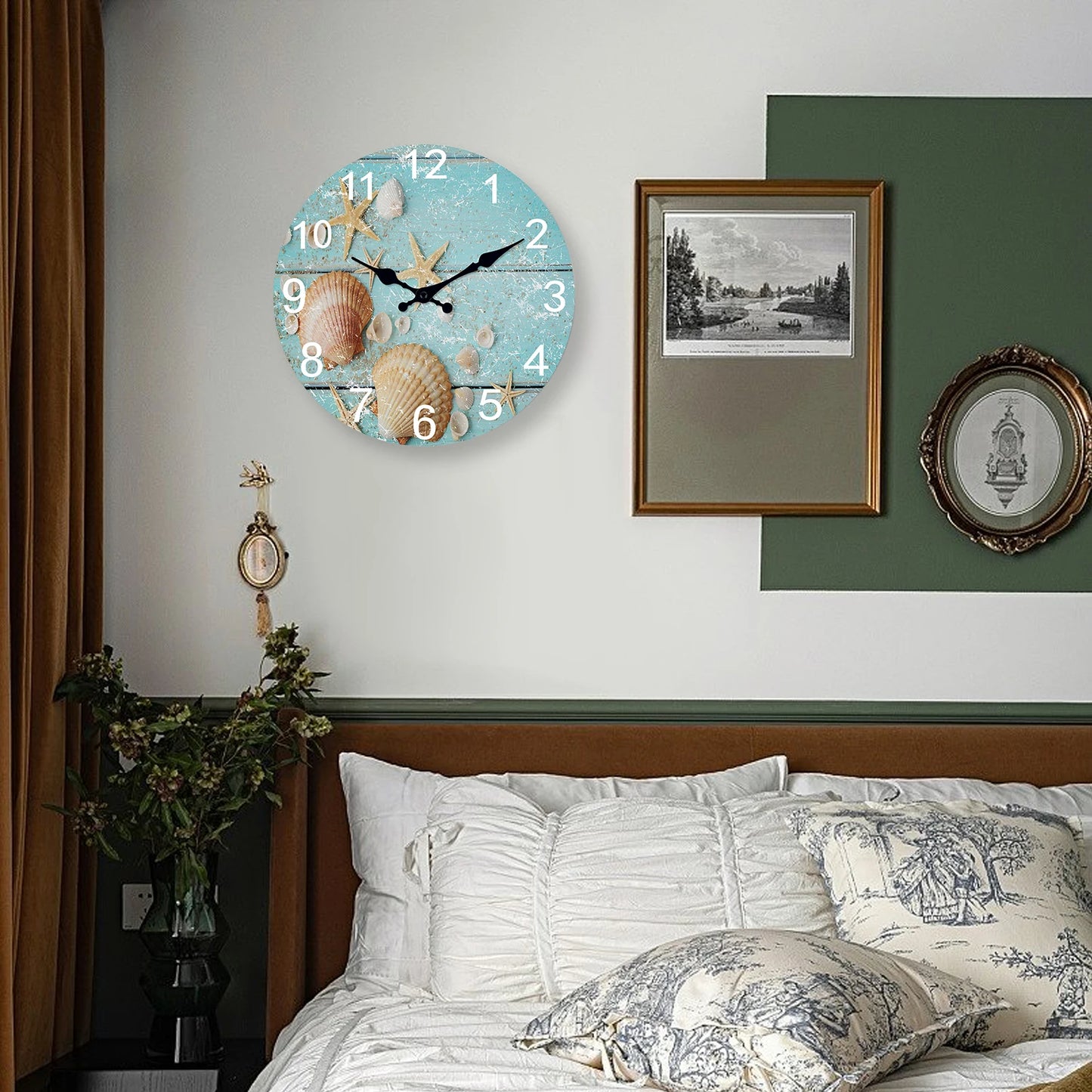 Horloge Murale Méditerranéenne avec Plage et Coquillages