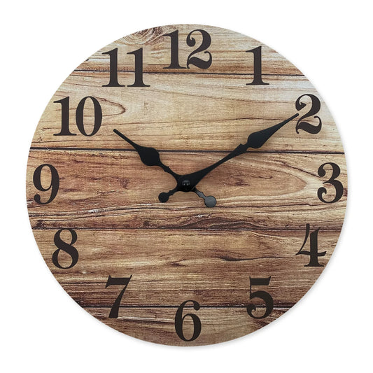 Horloge Murale Rétro - Design Ancien Motif Bois