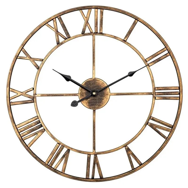 Horloge Murale Métallique Rétro - Cadran Romain