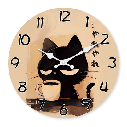 Horloge Murale Rétro - Design Chat Noir