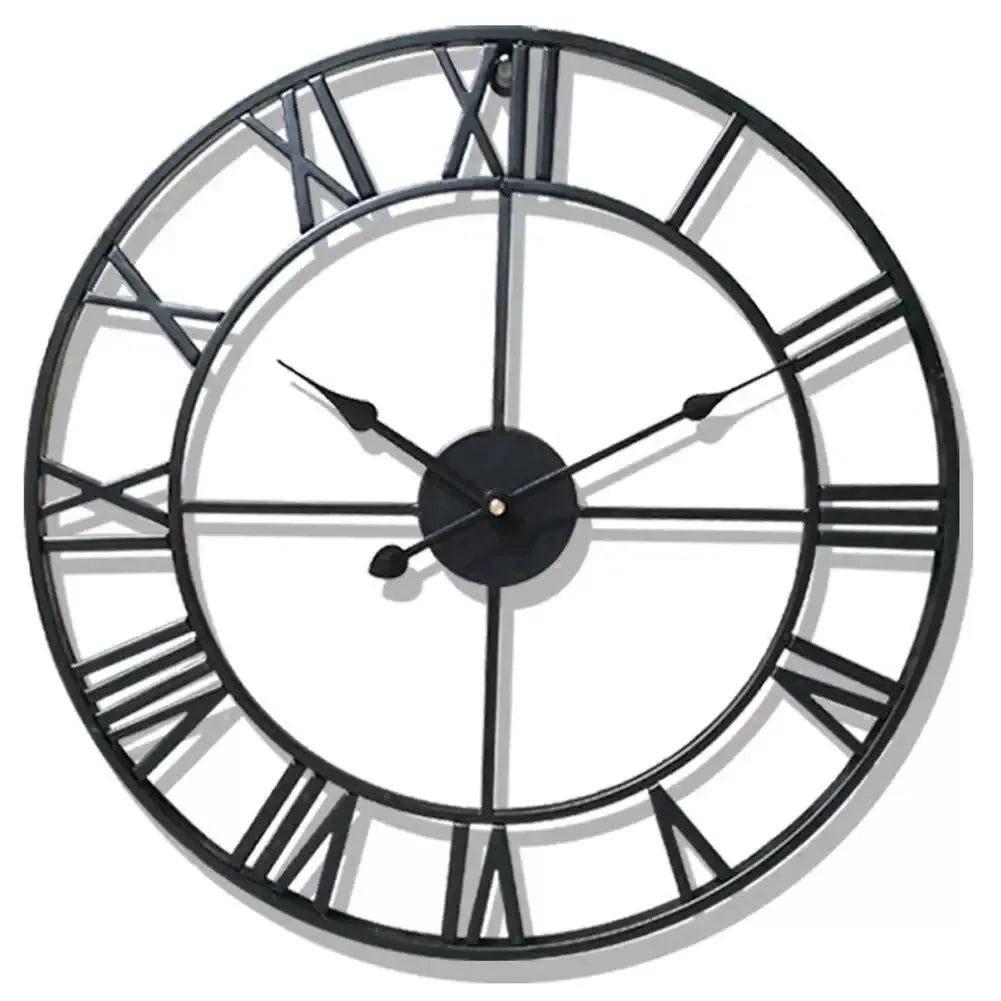 Horloge Murale Métallique Rétro - Cadran Romain
