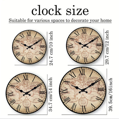 Horloge Murale Rétro - Carte du monde Vintage