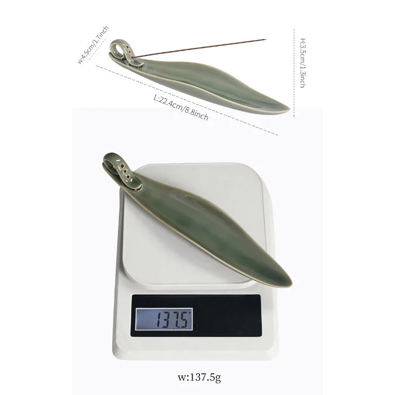 Porte Encens Céramique Celadon | Collecteur Cendre