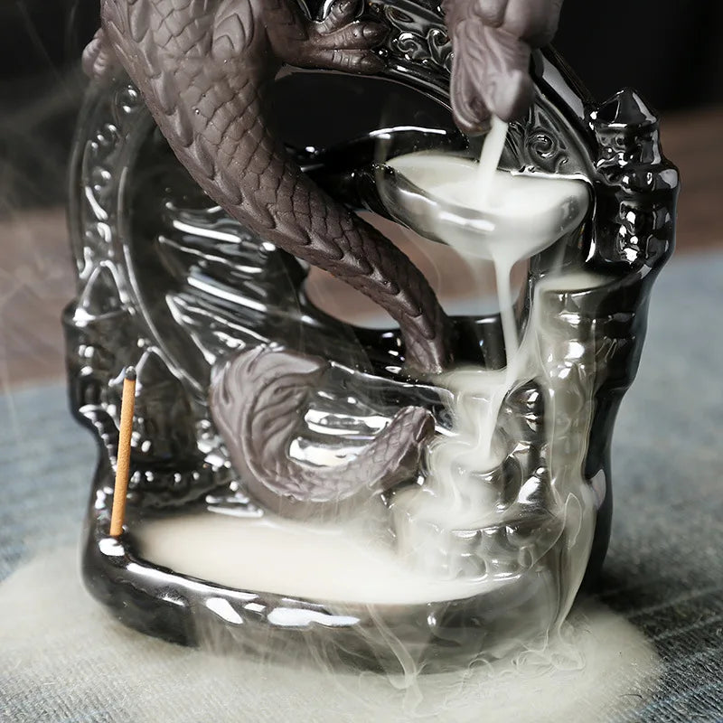Porte Encens Céramique Vintage Dragon | Brûleur d'Encens