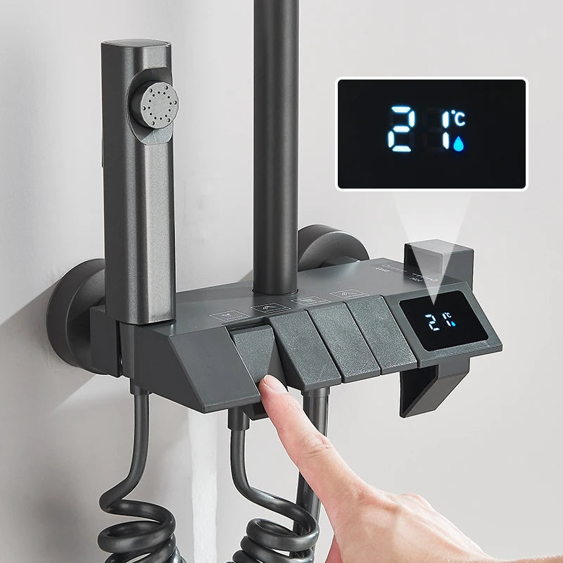 Douche thermostatique - Ensemble Douche Piano  – 4 Fonctions, Température Réglable