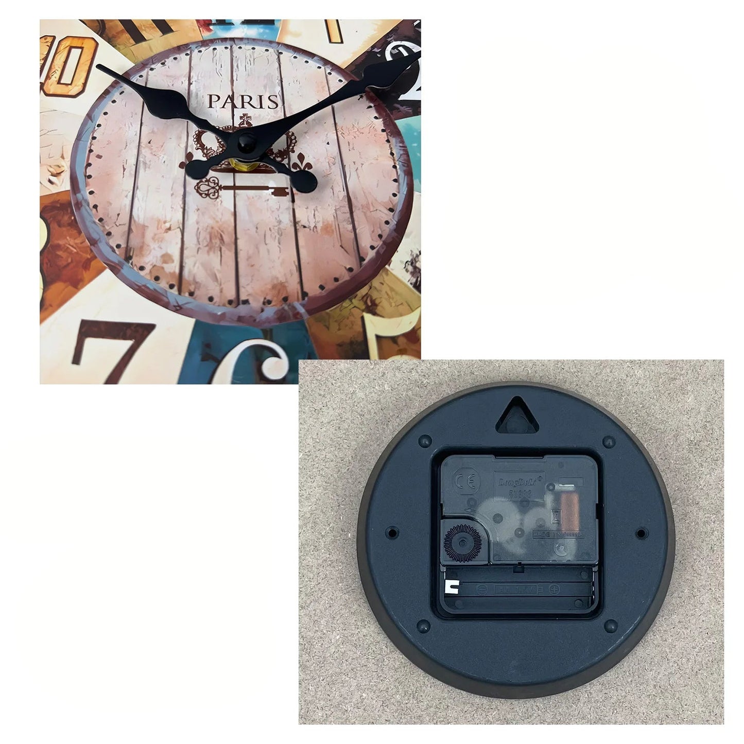 Horloge Murale Rétro Méditerranéenne en Bois