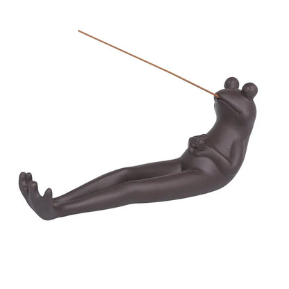 Porte Encens Grenouille en Argile Violette