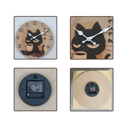 Horloge Murale Rétro - Design Chat Noir