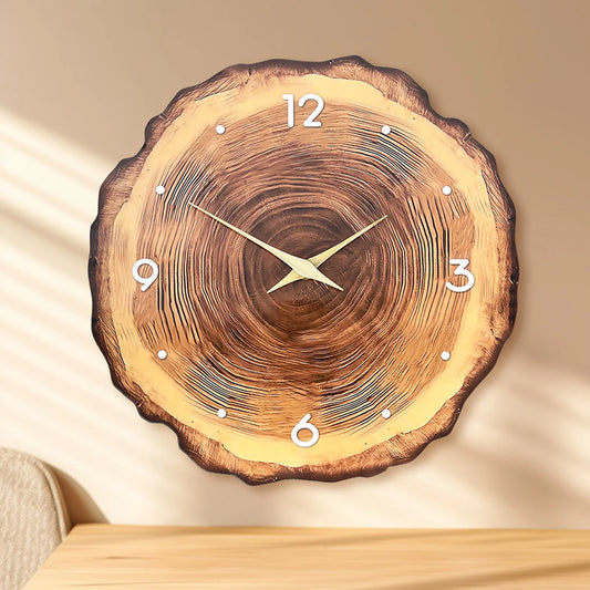 Horloge Murale en Bois - Texture Naturelle