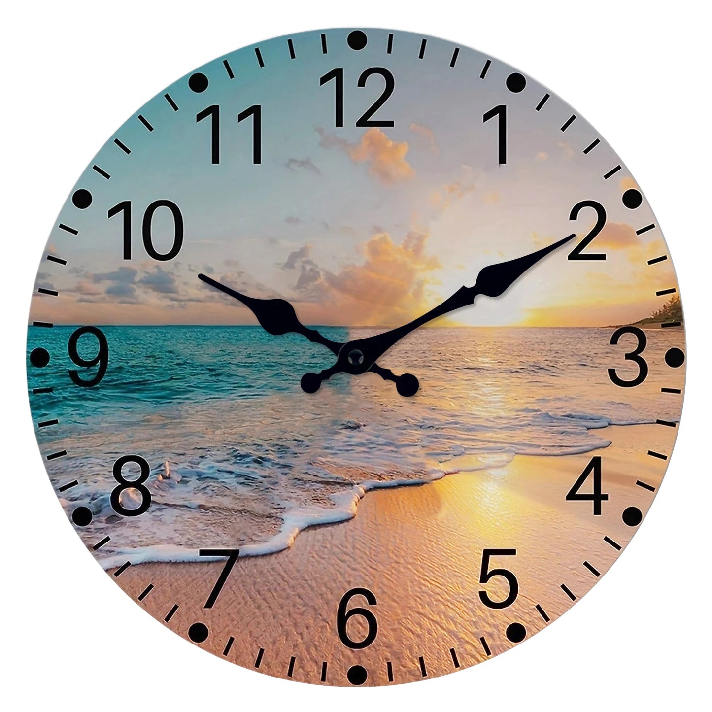 Horloge Murale Méditerranéenne avec Plage et Coquillages