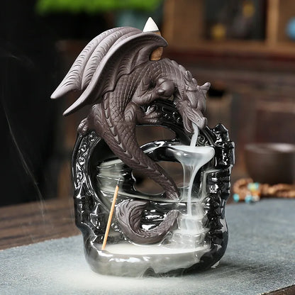 Porte Encens Céramique Vintage Dragon | Brûleur d'Encens