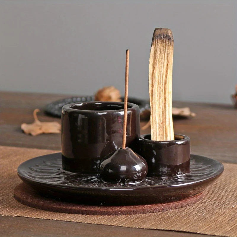 Porte Encens Céramique 4-en-1 | Brûleur d'Encens