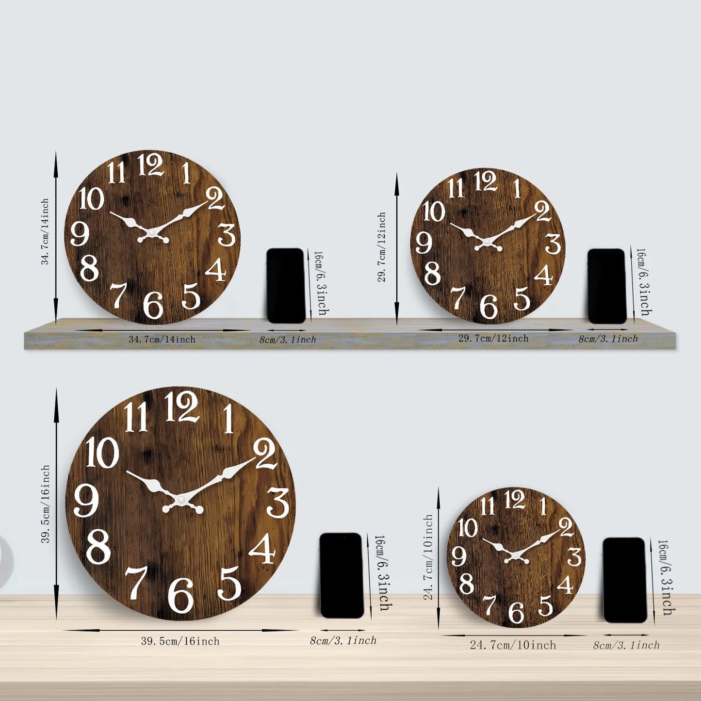 Horloge Murale Rétro - Effet Bois