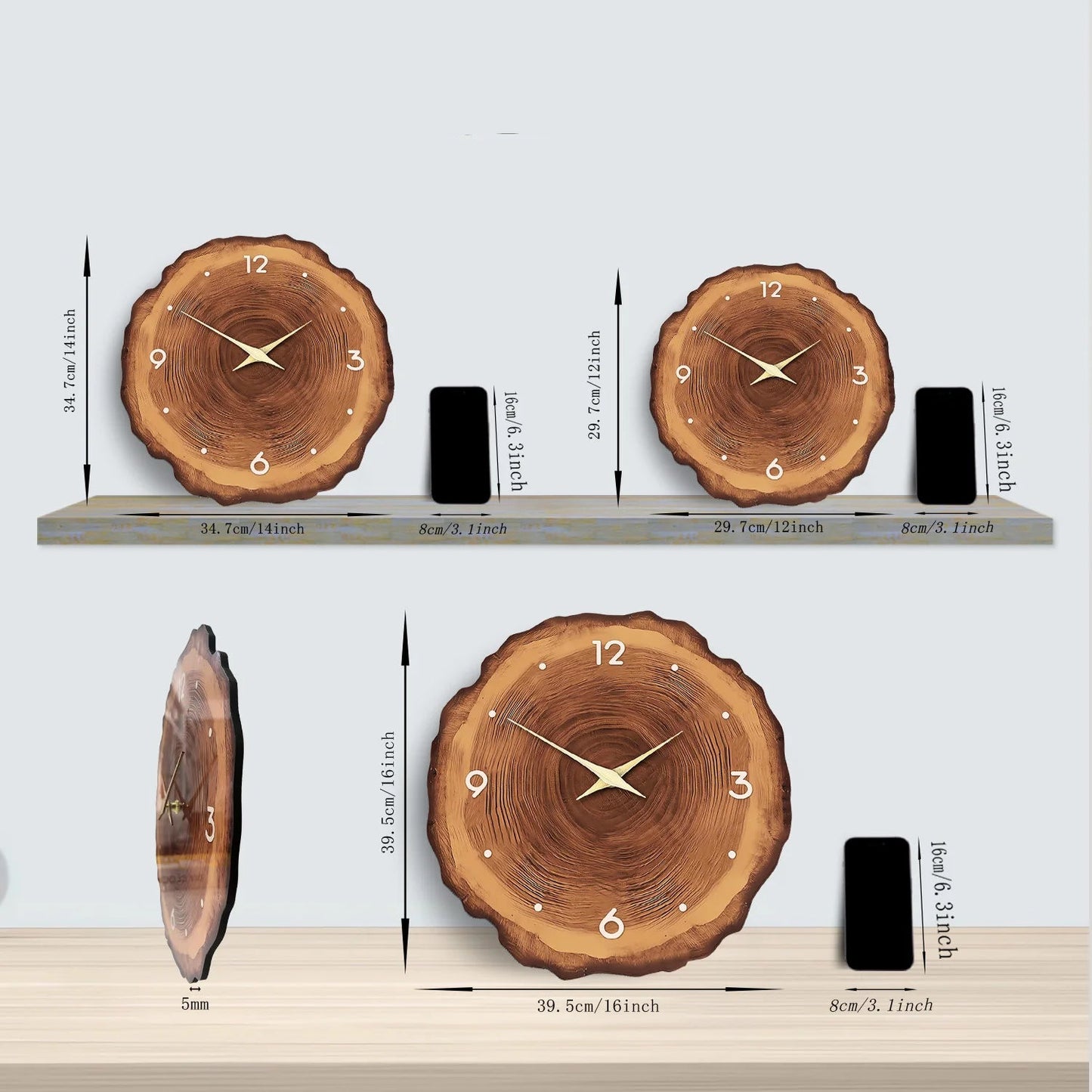 Horloge Murale en Bois - Design Cœur d'arbre