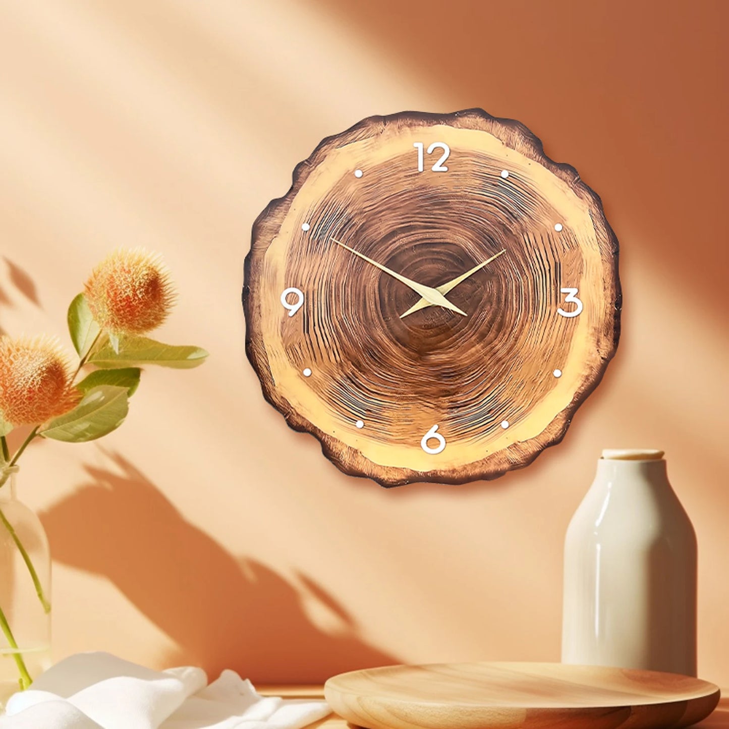Horloge Murale en Bois - Texture Naturelle
