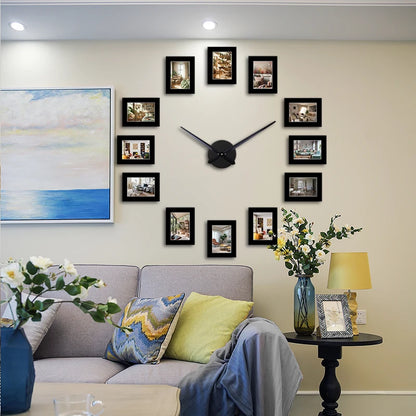 Horloge Murale Cadre Photo Noir - Design Créatif et Personnalisable