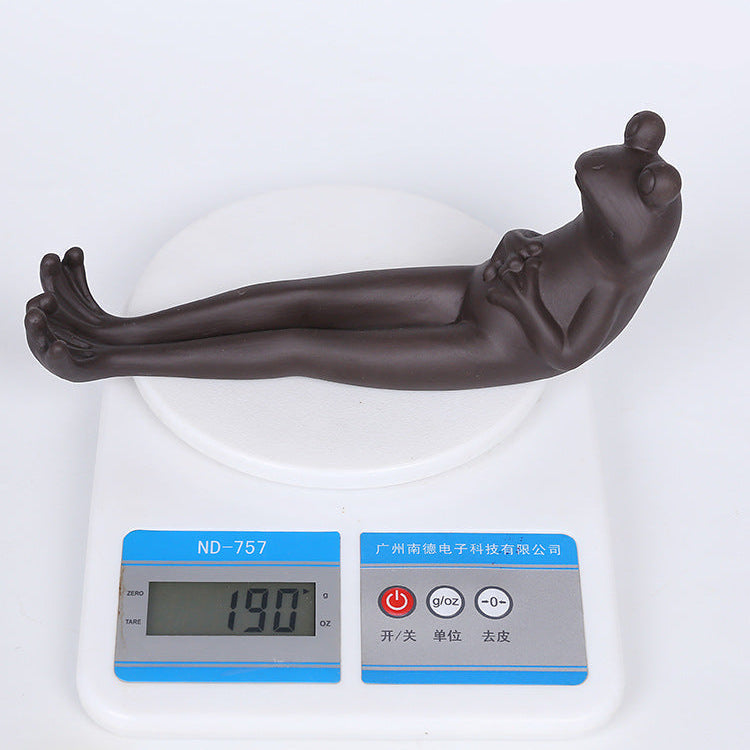 Porte Encens Grenouille en Argile Violette