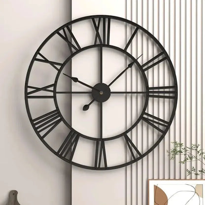 Horloge Murale Métallique Rétro - Cadran Romain