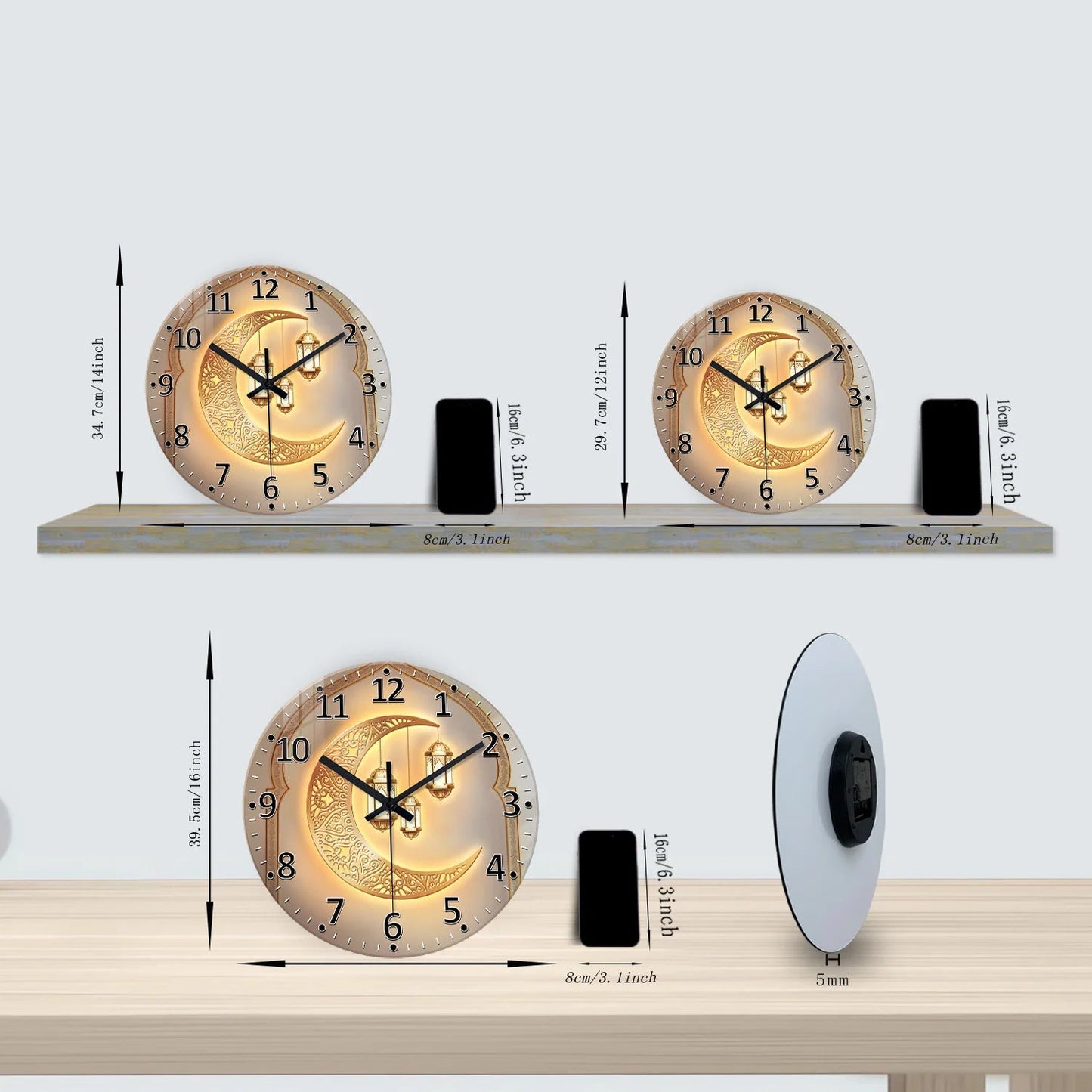 Horloge Murale Islam - Croissant de Lune
