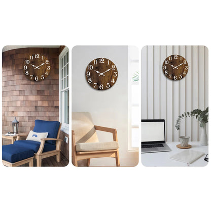 Horloge Murale Rétro - Effet Bois