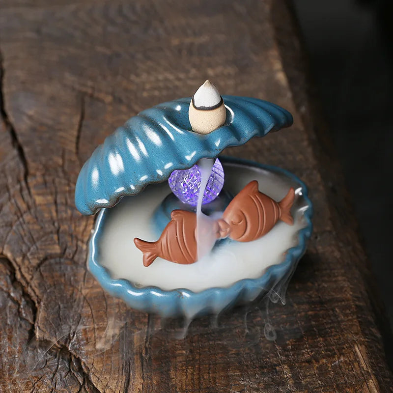 Porte Encens Coquille Bleue Perle