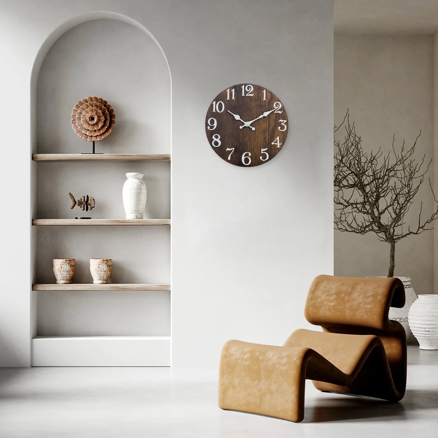 Horloge Murale Rétro - Effet Bois