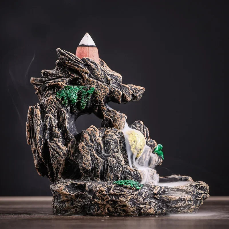 Porte Encens Dragon Auspicieux en Résine | Brûleur d'Encens Cascade