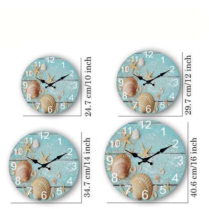 Horloge Murale Méditerranéenne avec Plage et Coquillages