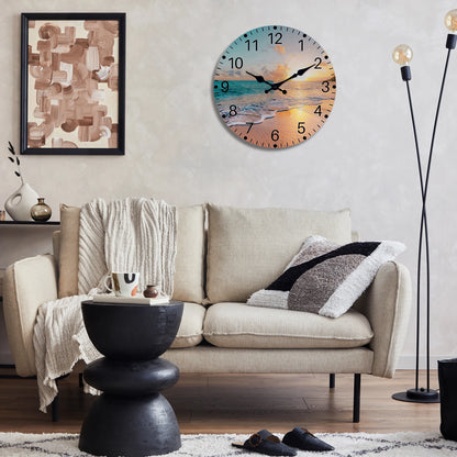 Horloge Murale Méditerranéenne avec Plage et Coquillages