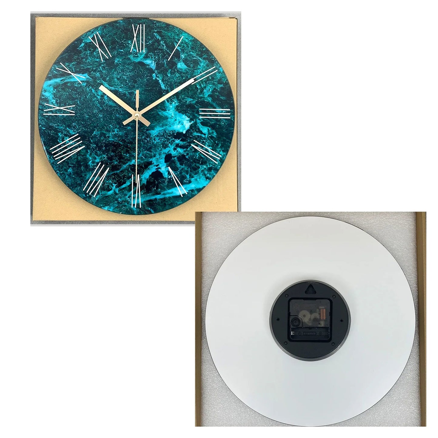 Horloge Murale Moderne - Design Marbre Vert