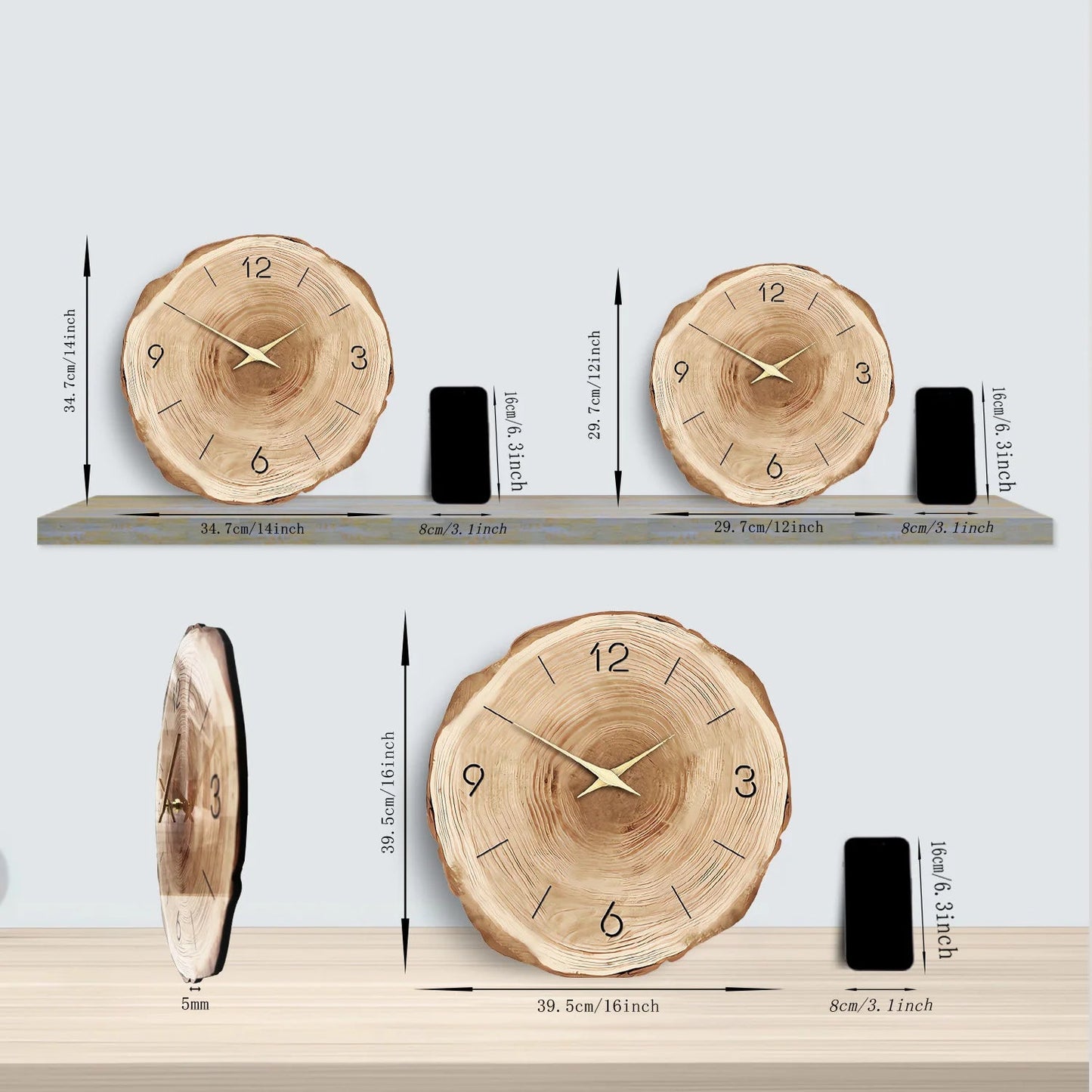 Horloge Murale en Bois - Design Cœur d'arbre