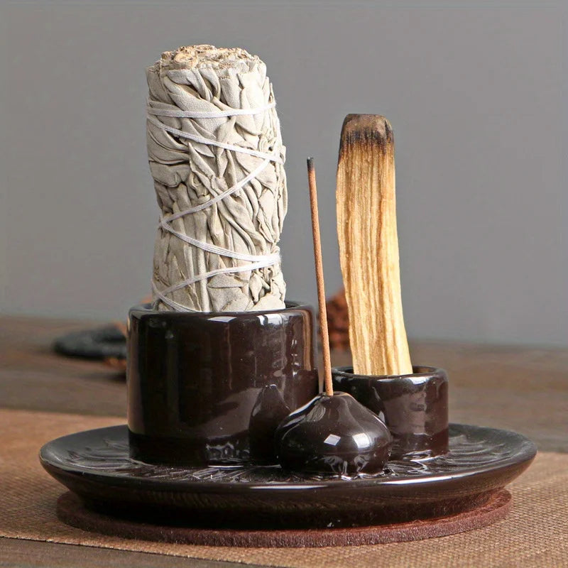 Porte Encens Céramique 4-en-1 | Brûleur d'Encens